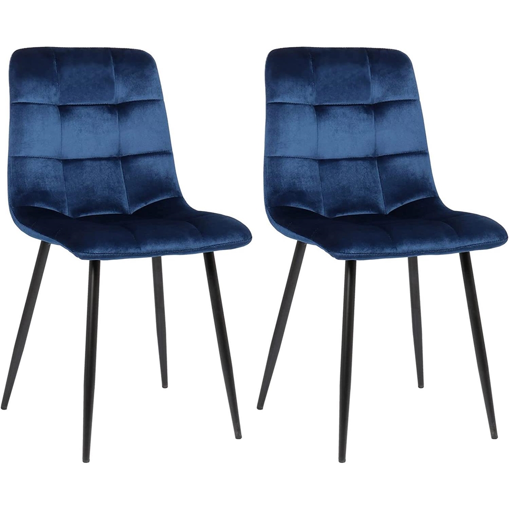 Sæt med 2 Konferencestole RIAD, Robust Metalstel, I Blå Velour