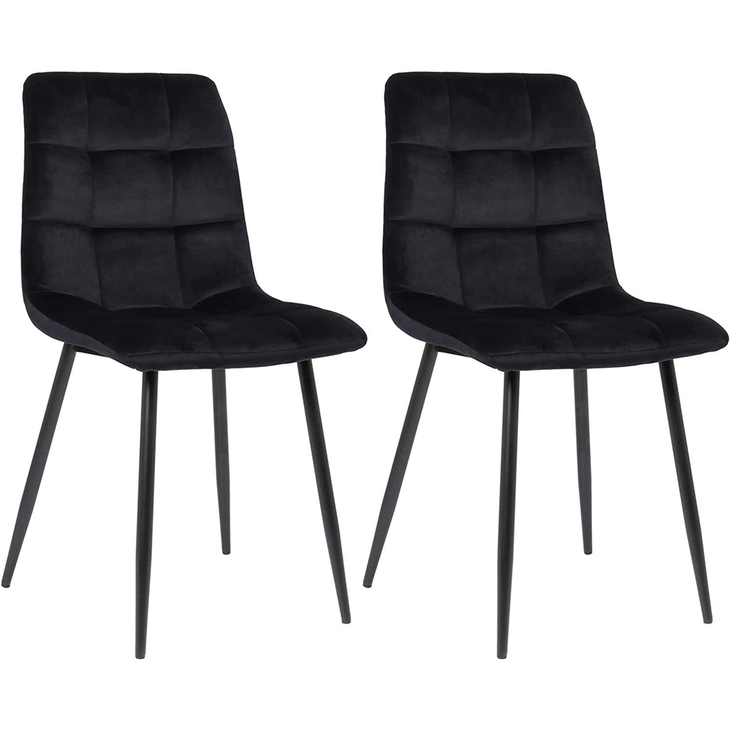 Sæt med 2 Konferencestole RIAD, Robust Metalstel, I Sort Velour