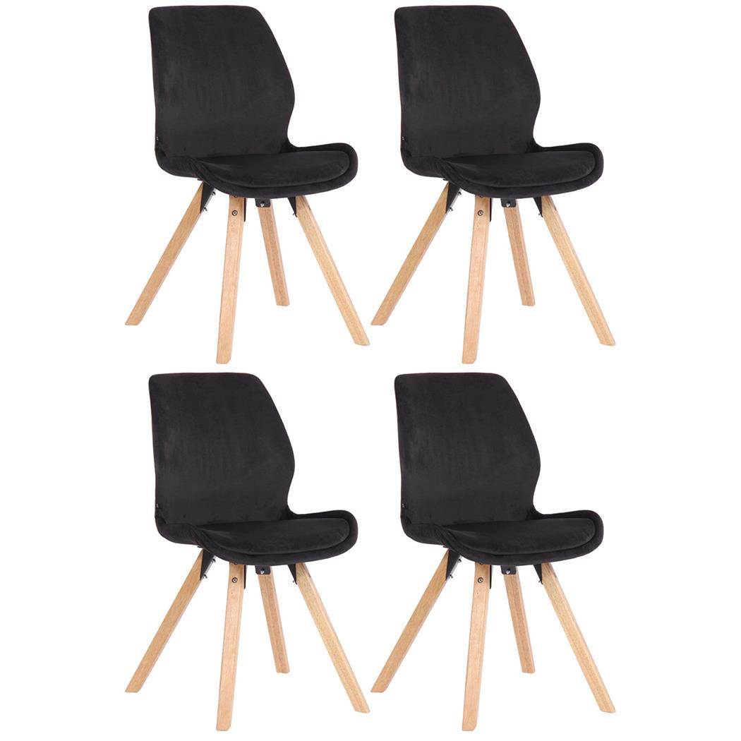 Sæt Med 4 Konferencestole KALI, Træstruktur, Betrukket Sæde, Sort Velour