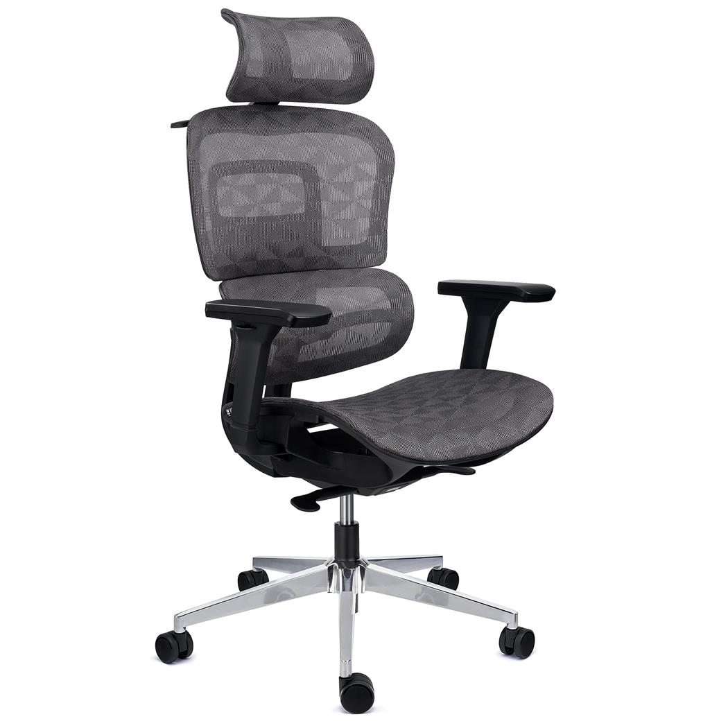 Ergonomisk Stol ERGOMAX, Højdejusterbar Ryglæn, Komfortabel Og Tilpasselig, Grå Net
