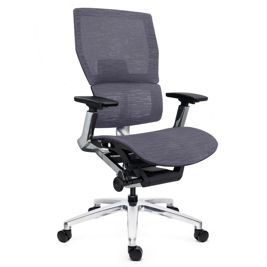 Ergonomisk stol ERGOPLUS, Metalstel, Førsteklasses Kvalitet, Professionel Brug, Grå