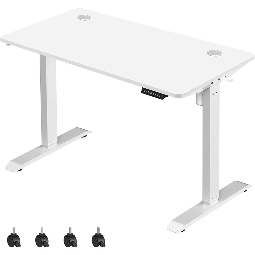 Computerbord ANETO, Elektrisk Højdejusterbart, 140x60x73,5-119 cm, Hvid Farve
