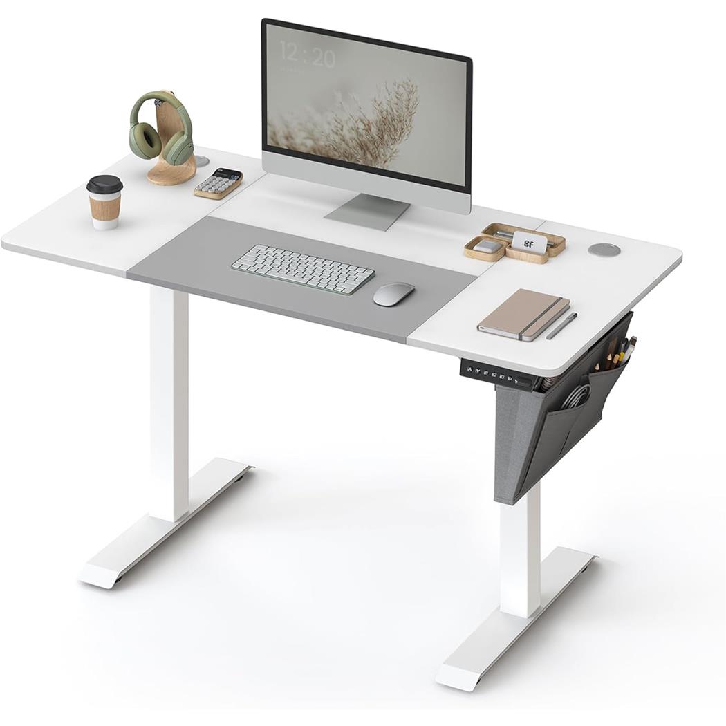 Løftbart Computerbord ALPES, 120x60x72-120 cm, I Hvid