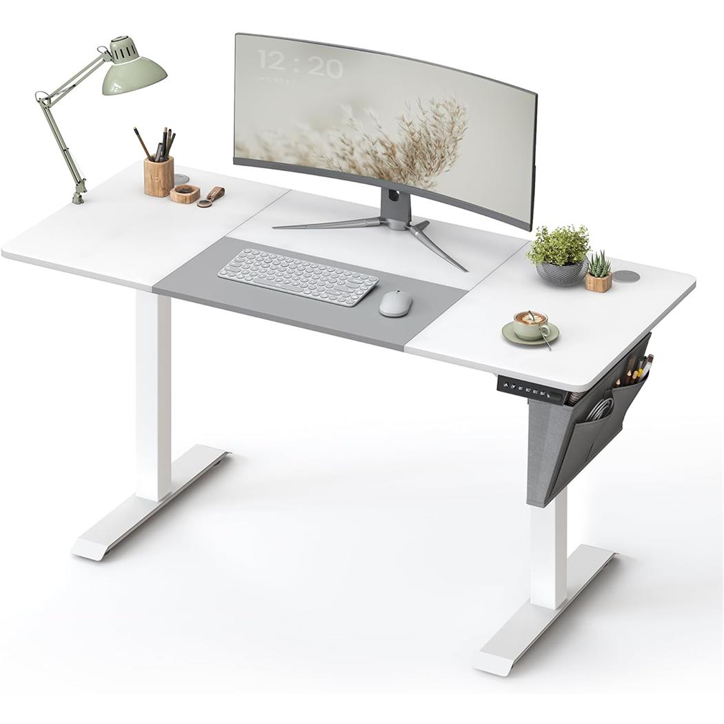 Løftbart Computerbord ALPES, 140x60x72-120 cm, I Hvid