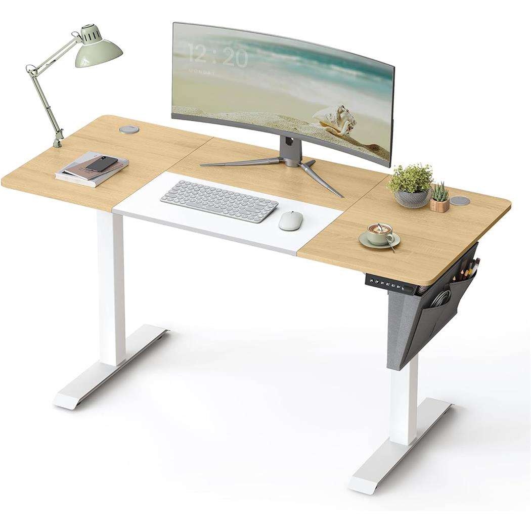 Løftbart Computerbord ALPES, 140x60x72-120 cm, I Lys Træ