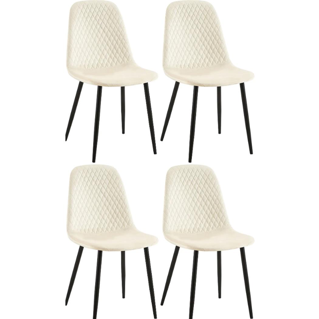 Sæt Med 4 Konferencestole DOGMA, Robust Metalstruktur, I Cremefarvet Velour