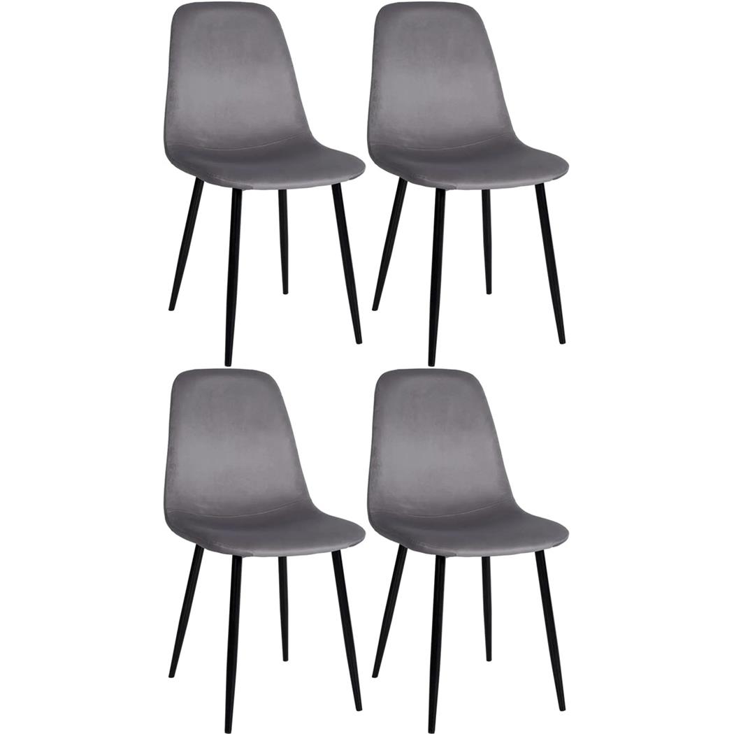 Sæt Med 4 Konferencestole NAIPES, Robust Metalstruktur, I Mørkegrå Velour