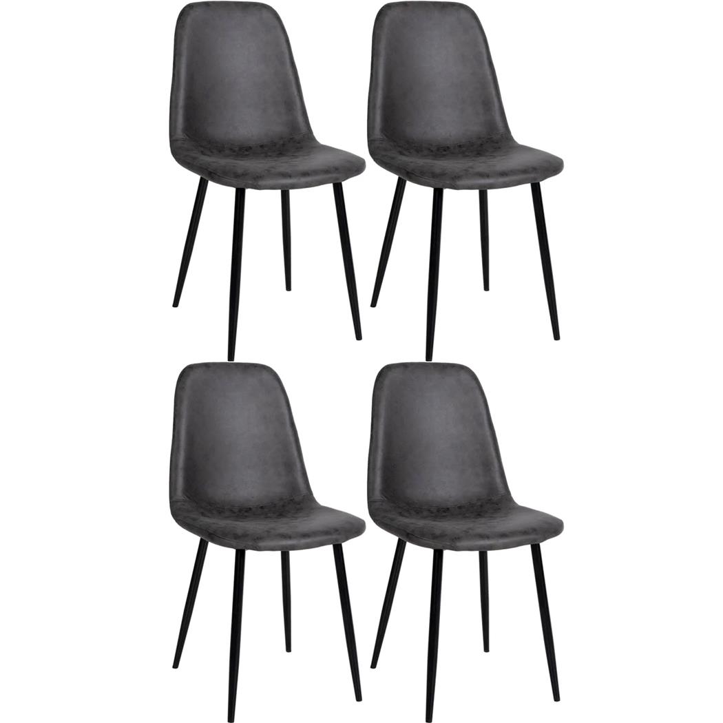 Sæt Med 4 Konferencestole NAIPES, Robust Metalstruktur, I Mørkegrå Læder