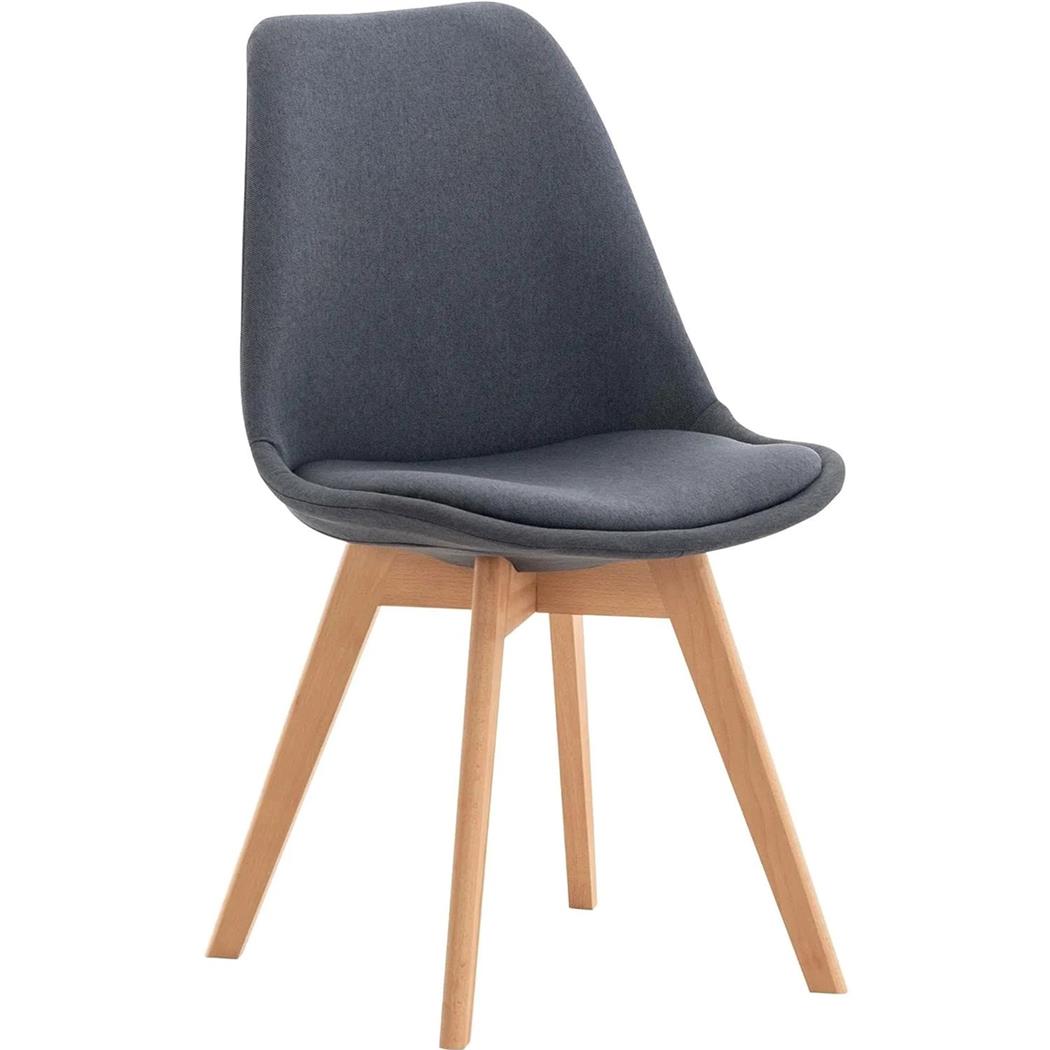 Konferencestol SKYLER, Nordisk Design, Lyse Ben, I Mørkegrå Stof