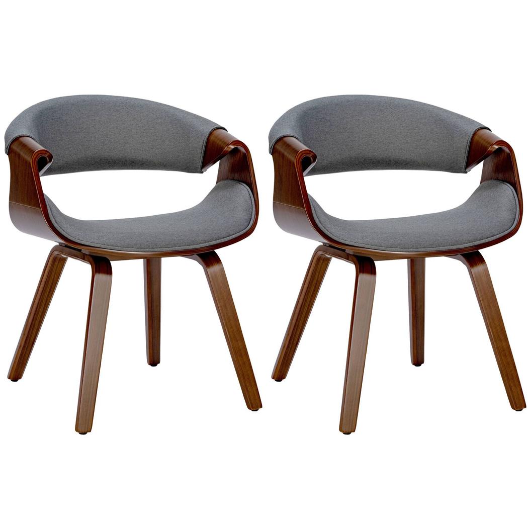 Sæt Med 2 Konferencestole MARGOT, Eksklusivt Design, Træstruktur, I Grå Stof