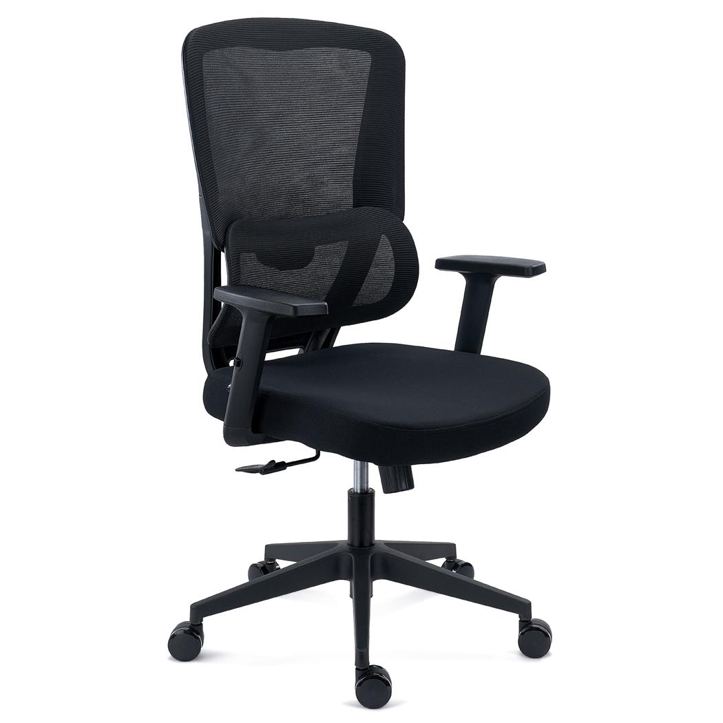 Ergonomisk Stol SUPRA, Justerbar Lændestøtte, 8 Timers Anvendelse, Åndbart Stof Og Net, Sort
