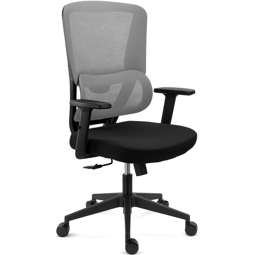 Ergonomisk Stol SUPRA, Justerbar Lændestøtte, 8 Timers Anvendelse, Åndbart Stof Og Net, Grå