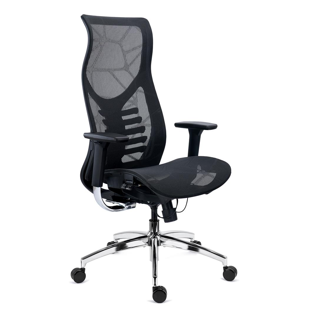 Ergonomisk Stol VICTUS, Høj Ryglæn Med Lændestøtte, Justerbart Sæde, Eksklusivt Design, Sort Farve