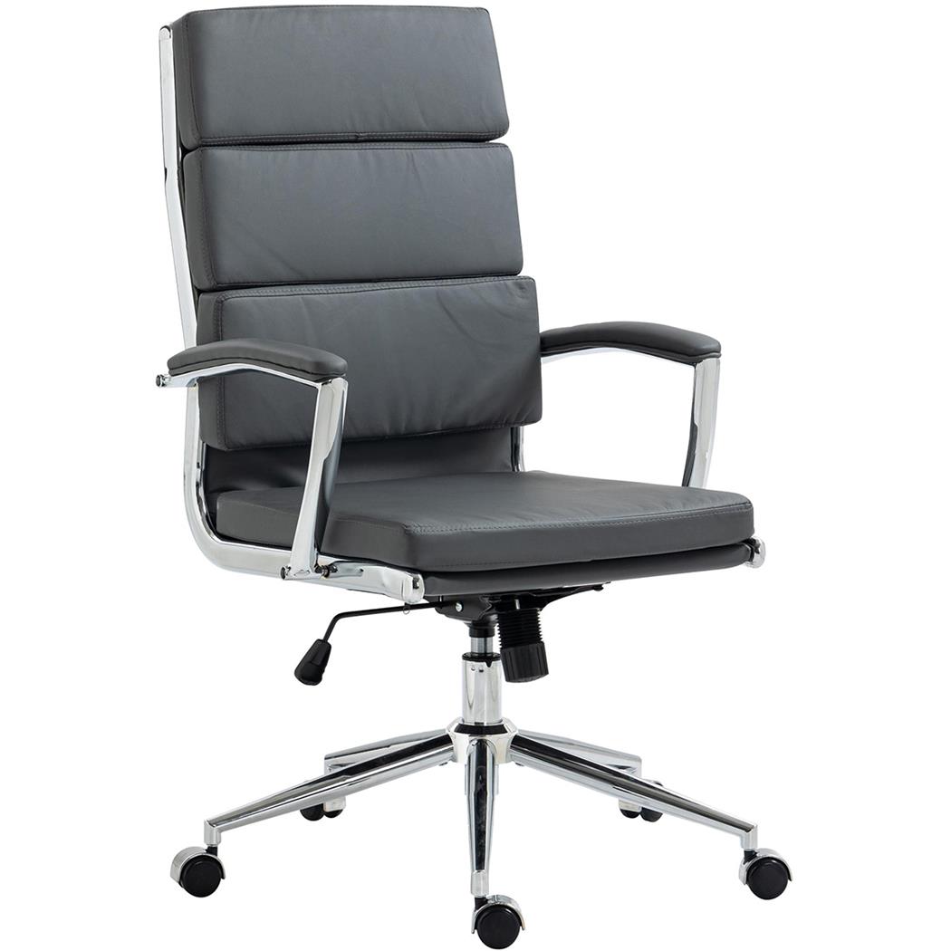 Kontorstol TODRA, Elegant Og Klassisk Design, Meget Komfortabel, I Grå Læder