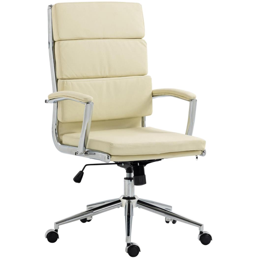 Kontorstol TODRA, Elegant Og Klassisk Design, Meget Komfortabel, I Cremefarvet Læder