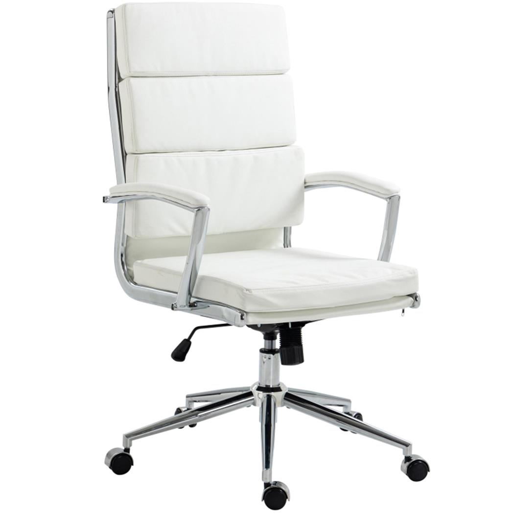 Kontorstol TODRA, Elegant Og Klassisk Design, Meget Komfortabel, I Hvidt Læder
