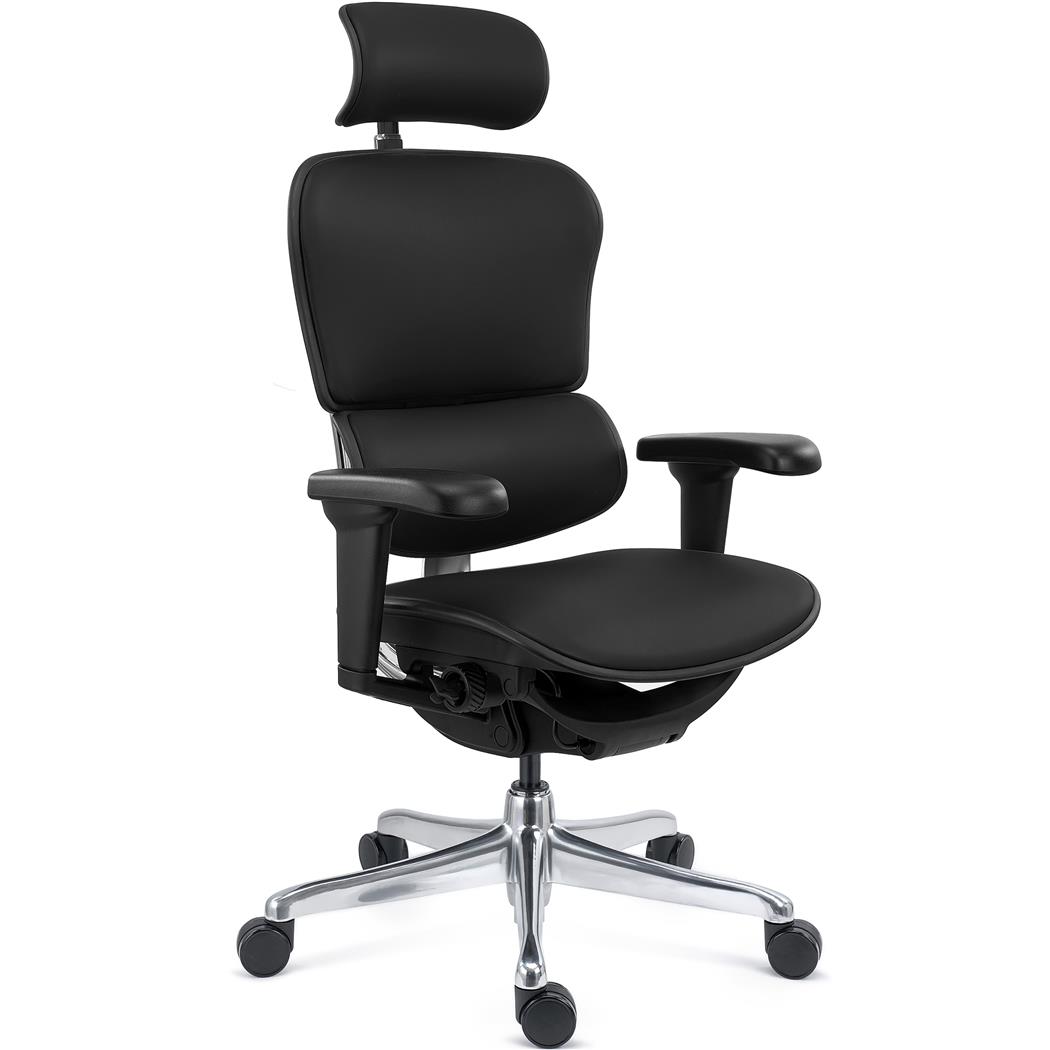 Ergonomisk Stol ERGOULTRA, 100 % Justerbar, Maksimal Ydelse, Fremragende Kvalitet, I Sort Læder