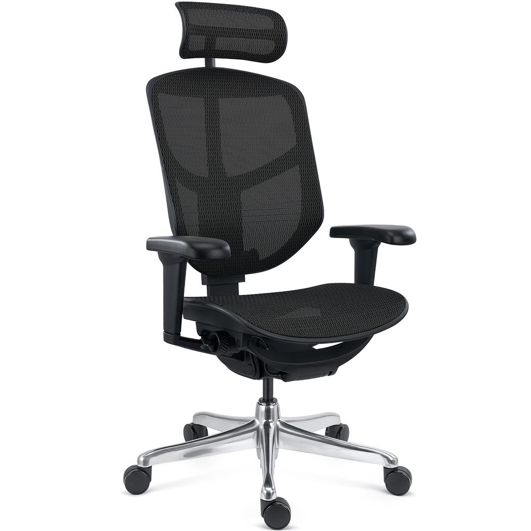 Ergonomisk Stol ENJOY, Komplet Justerbar, Professionel Kvalitet, Eksklusivt Design, I Sort Net