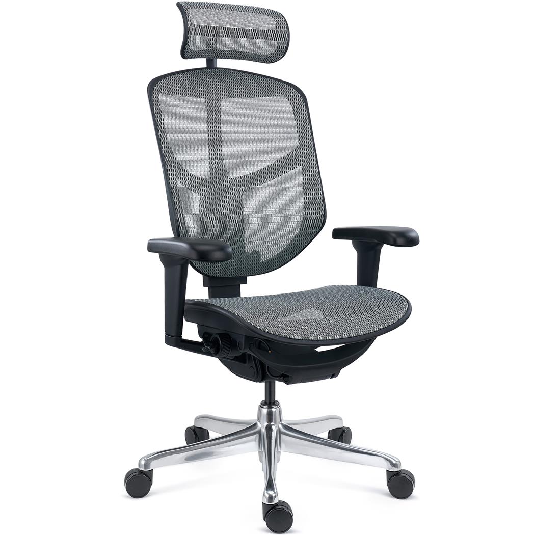 Ergonomisk Stol ENJOY, Komplet Justerbar, Professionel Kvalitet, Eksklusivt Design, I Gråt Net