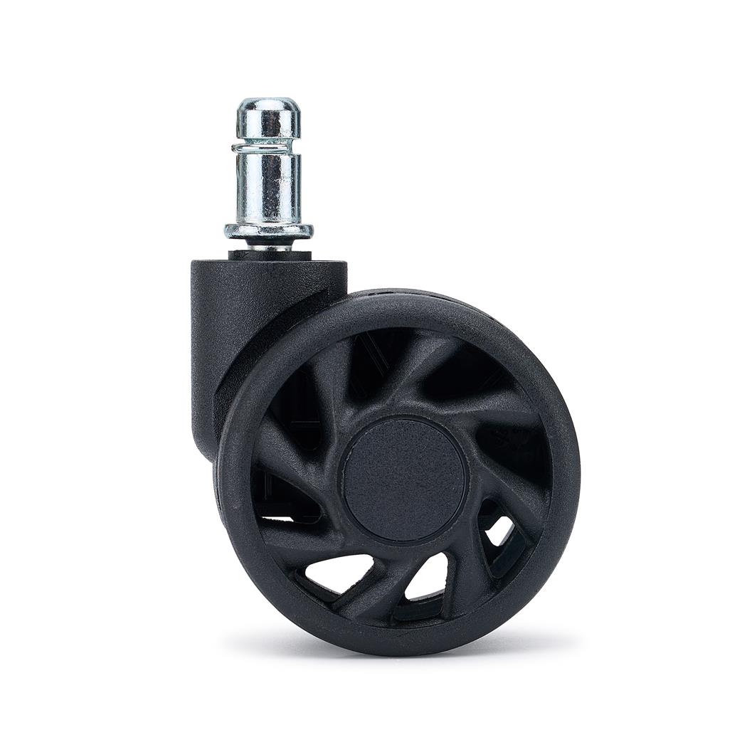 Sæt med 5 stk. RACE-plastikhjul til tæpper, 11 mm / 50 mm, Dekorative eger, Sortfarve