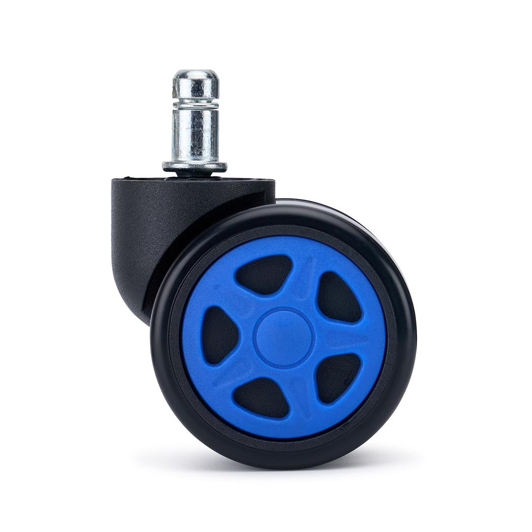 Sæt med 5 stk. Gaminghjul SPEED til parketgulve, 11 mm / 50 mm, Kontrastfarver, Sort og Blå