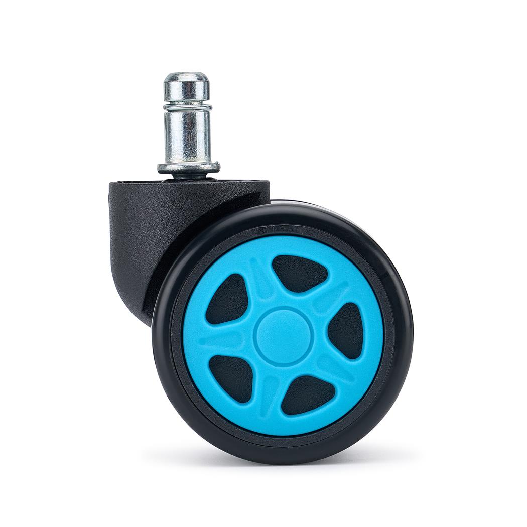 Sæt med 5 stk. Gaminghjul SPEED til parketgulve, 11 mm / 50 mm, Kontrastfarver, Sort og Turkis