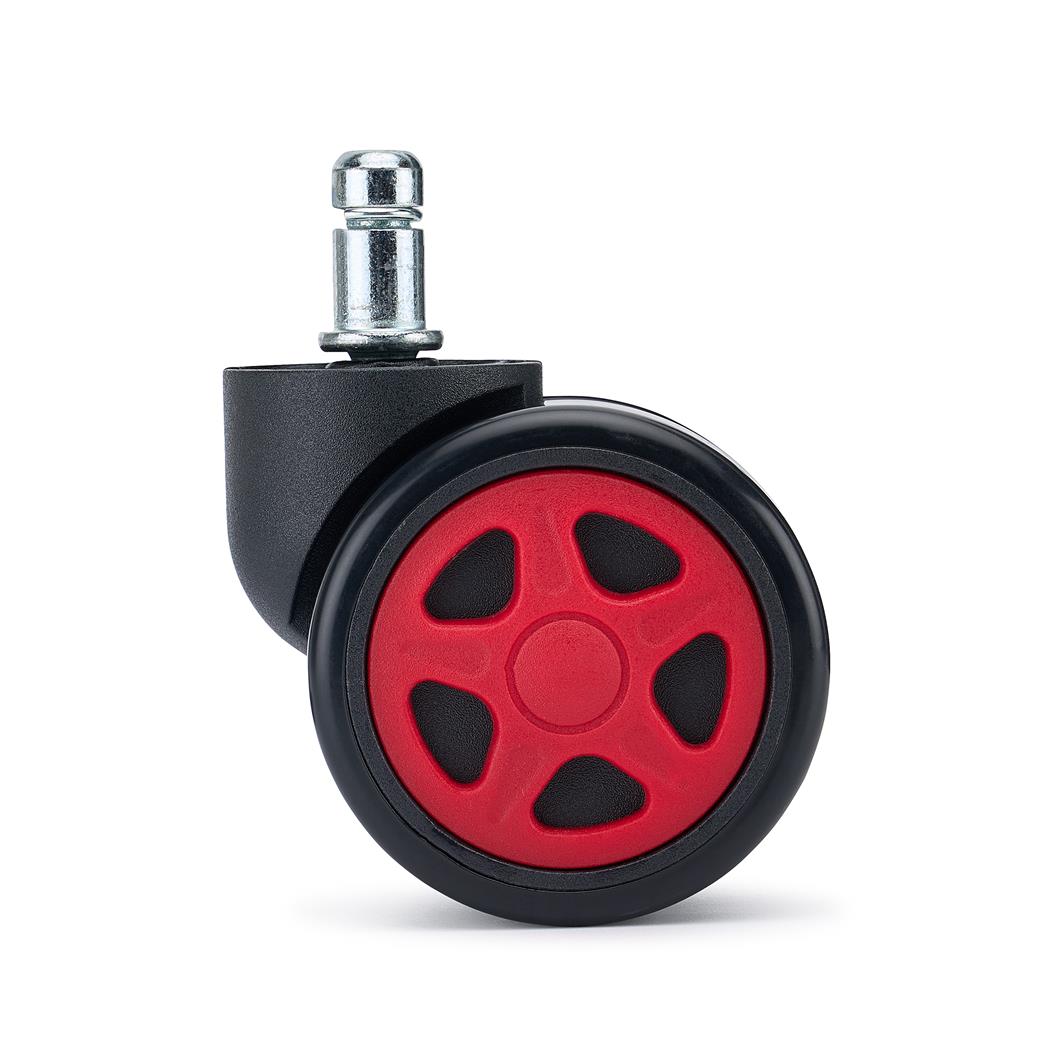 Sæt med 5 stk. Gaminghjul SPEED til parketgulve, 11 mm / 50 mm, Kontrastfarver, Sort og Rød