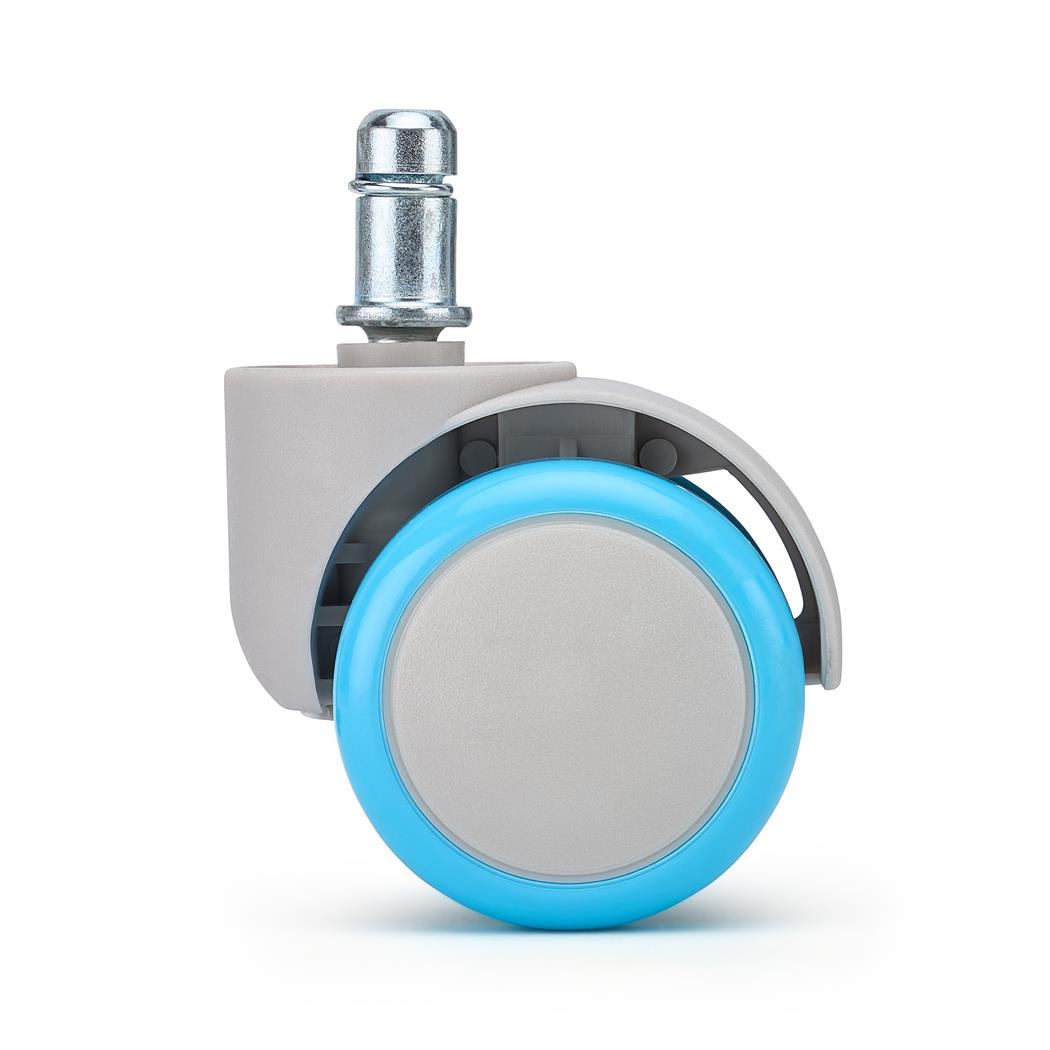 5 stk. Sæt Hjul ARC, til Hårde Gulve 11 mm / 50 mm, med Gummibelægning, Grå/Blå