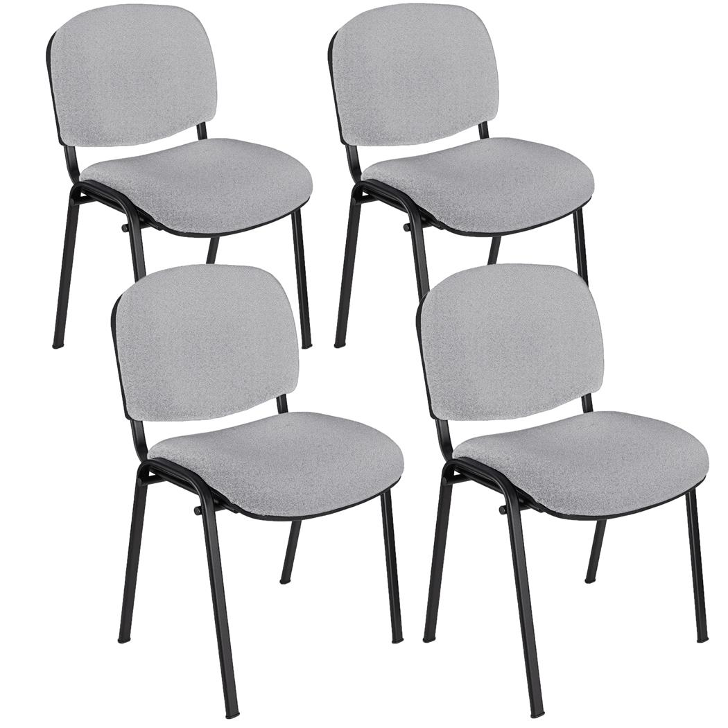 Sæt Med 4 Konferencestole MOBY, Meget Praktiske, Fantastisk Pris, Grå Farve Og Sorte Ben