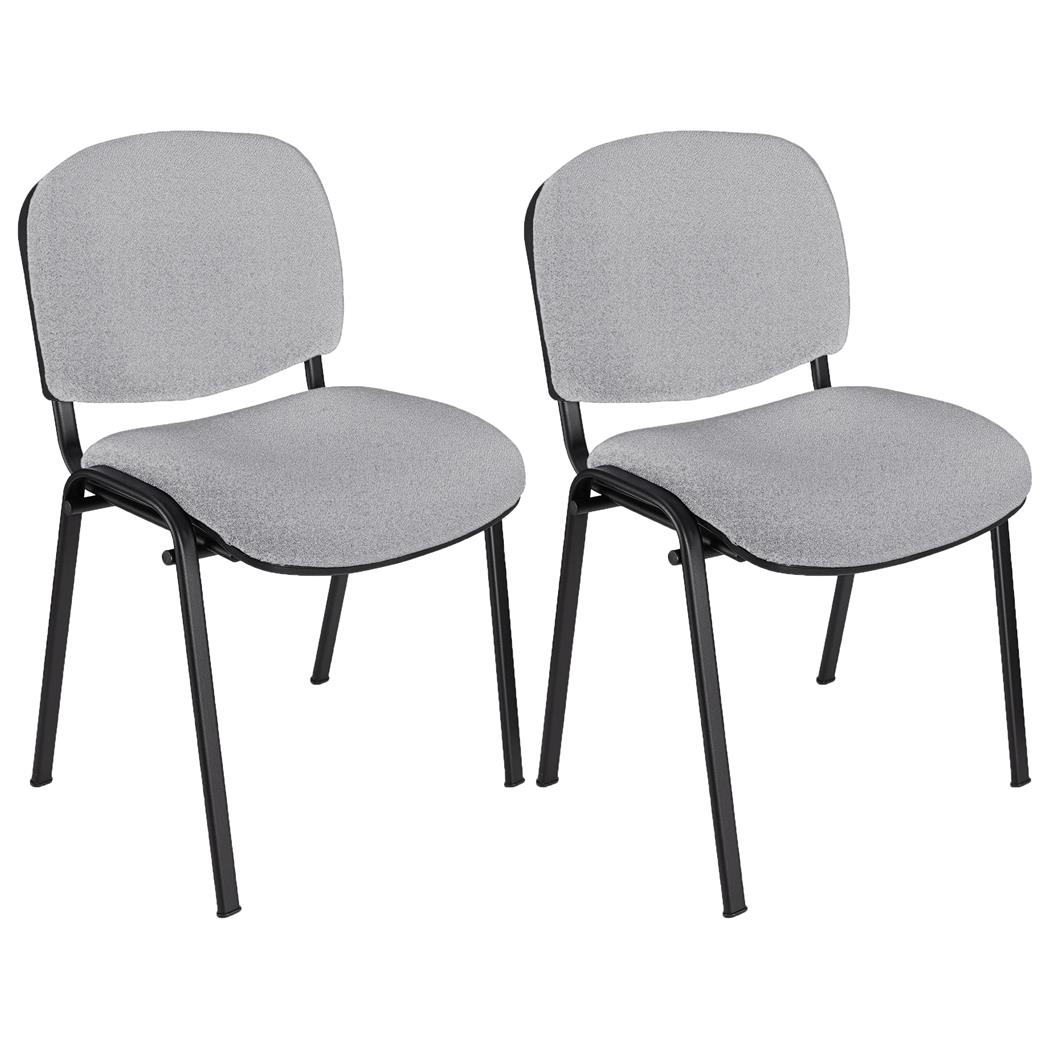 Sæt Med 2 Konferencestole MOBY, Meget Praktiske, Fantastisk Pris, Grå Farve Og Sorte Ben