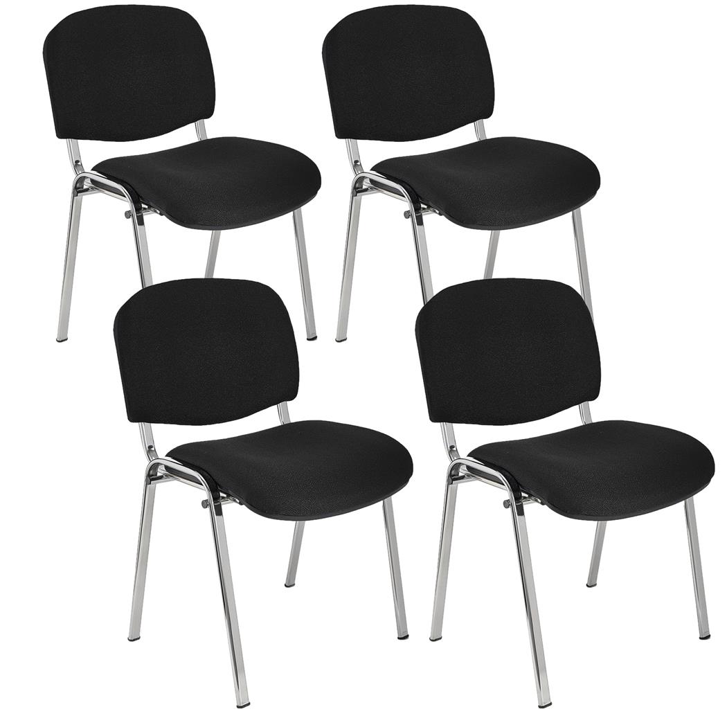 Sæt Med 4 Konferencestole MOBY, Meget Praktiske, Fantastisk Pris, Sort Farve Og Krombelagte Ben