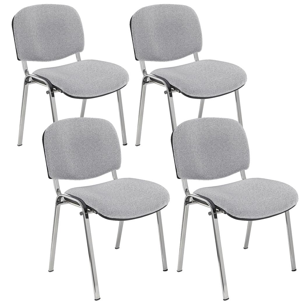 Sæt Med 4 Konferencestole MOBY, Meget Praktiske, Fantastisk Pris, Grå Farve Og Krombelagte Ben