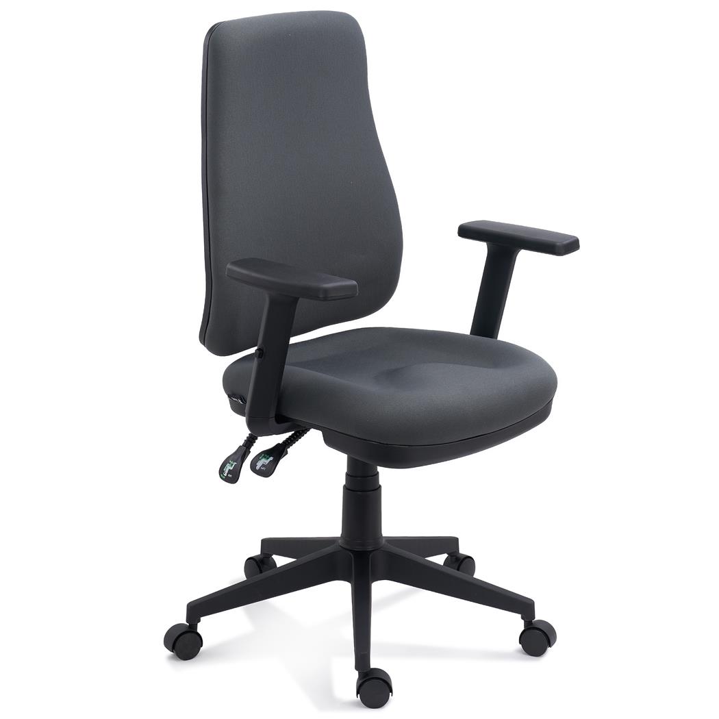 Ergonomisk Kontorstol FOCUS, Stof med Justerbart Ryglæn og 3D-justerbare Armlæn, Grå