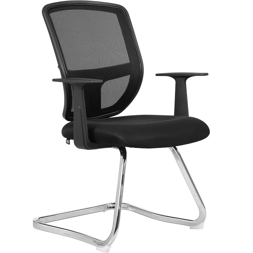 Ergonomisk Konferencestol DINAMIC V, med Metalstel, Åndbart Net, Polstret Sæde og Armlæn, Sort