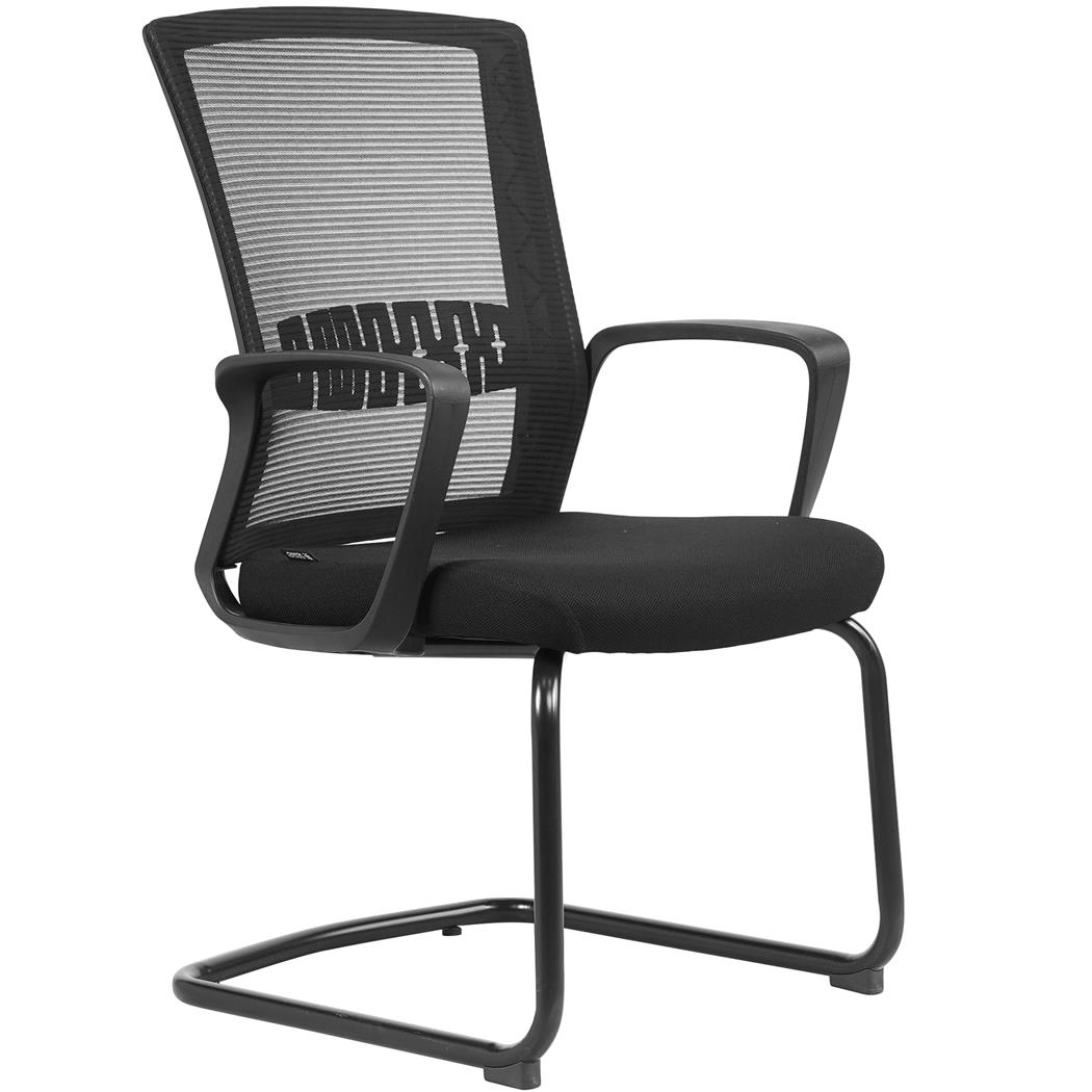 Ergonomisk Konferencestol IBIZA V med Åndbart Net, Polstret Sæde, Armlæn og Solidt Stålstel, Sort
