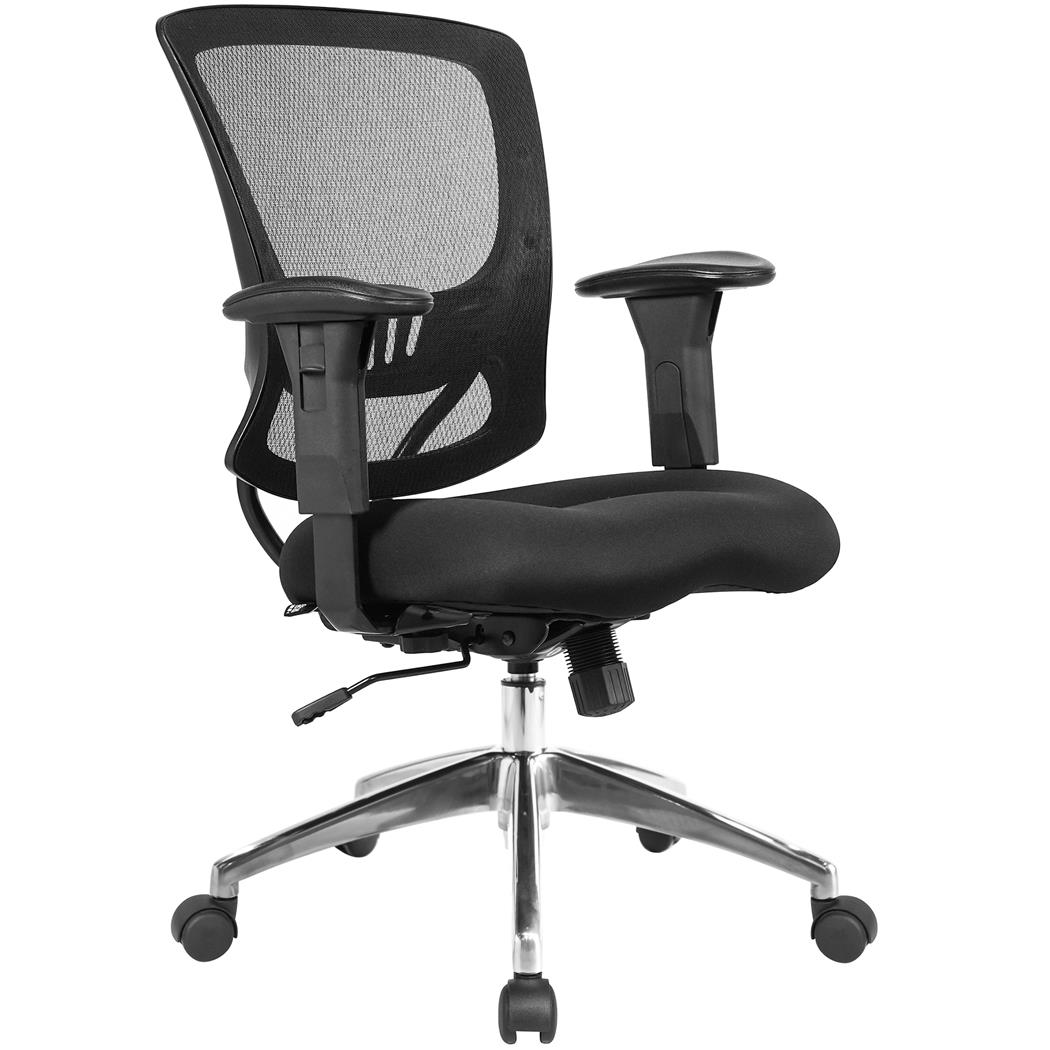 Ergonomisk Kontorstol DUNCAN med Justerbare Armlæn, Vippefunktion, Lændestøtte og Aluminiumstel, Sort