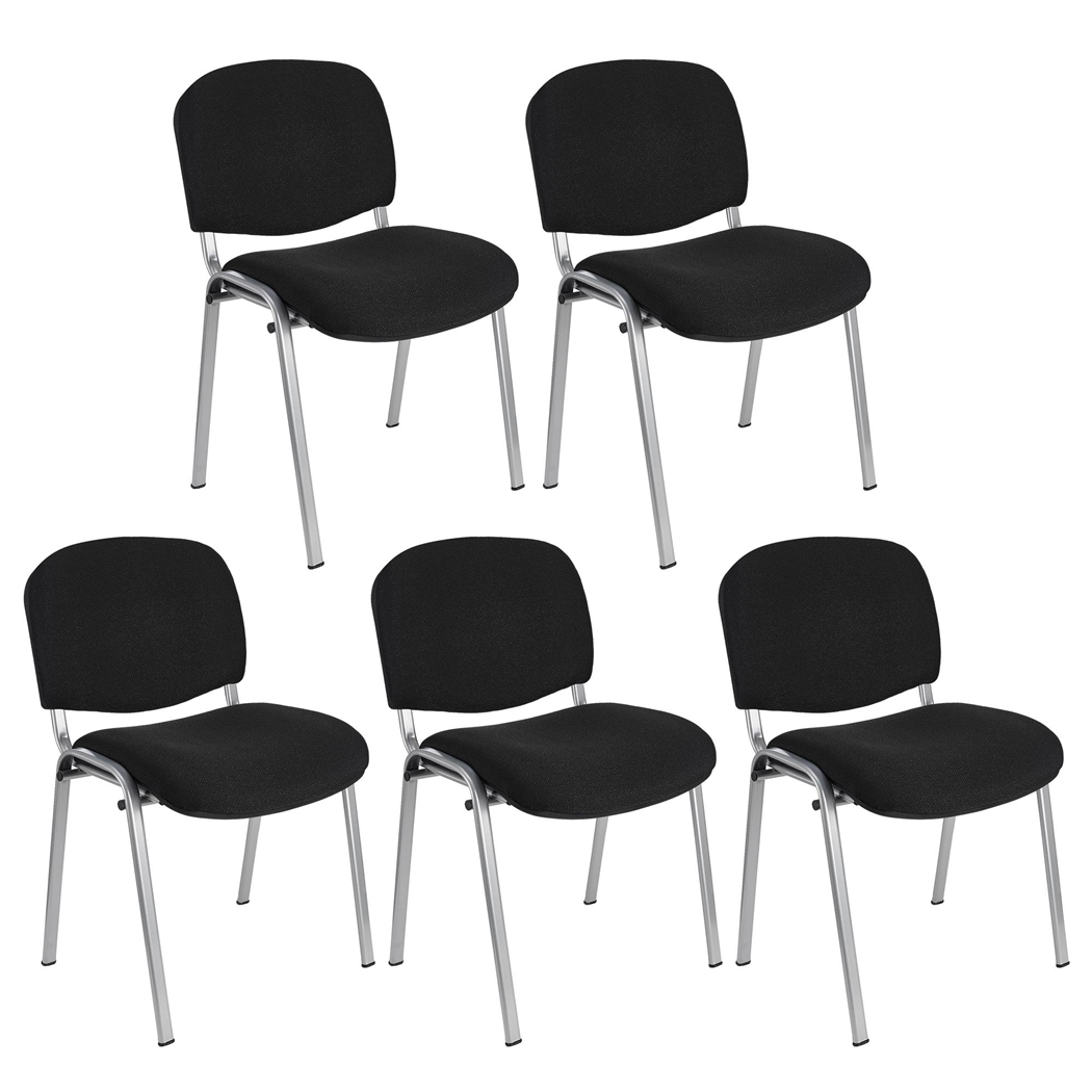 Sæt Med 5 Konferencestole MOBY BASE, Meget Praktiske, Fantastisk Pris, Sort Farve Og Grå Ben