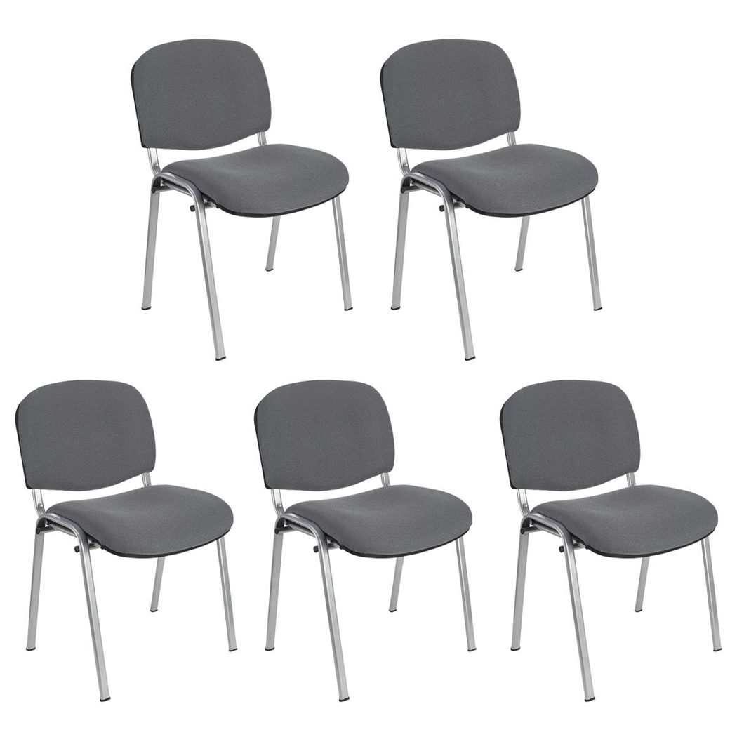 Sæt Med 5 Konferencestole MOBY BASE, Meget Praktiske, Fantastisk Pris, Grå Farve Og Grå Ben