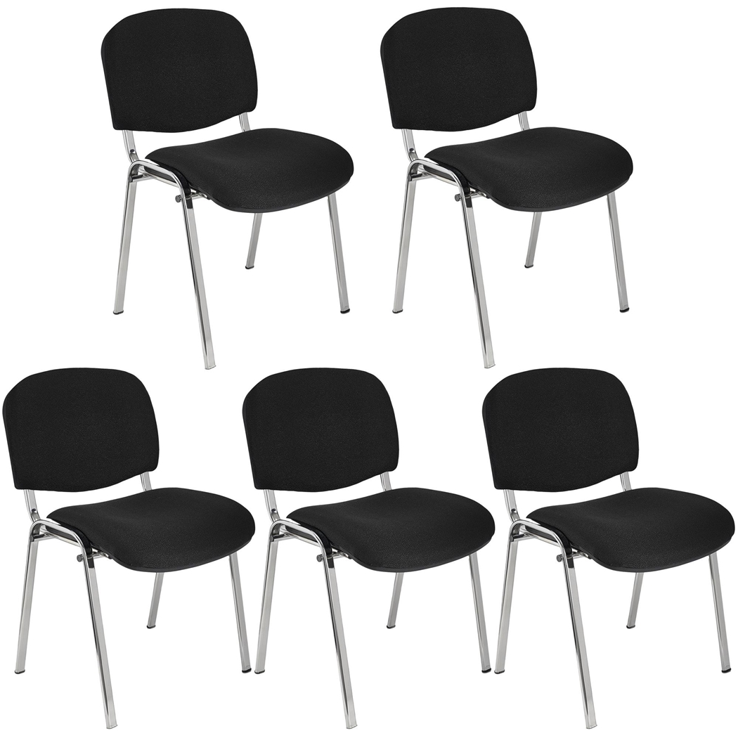 Sæt Med 5 Konferencestole MOBY BASE, Meget Praktiske, Fantastisk Pris, Sort Farve Og Krombelagte Ben