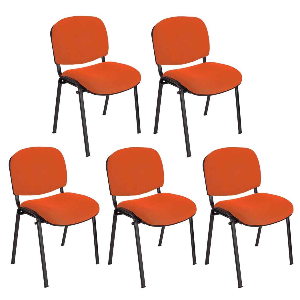 Sæt Med 5 Konferencestole MOBY BASE, Meget Praktiske, Fantastisk Pris, Orange Farve Og Sorte Ben