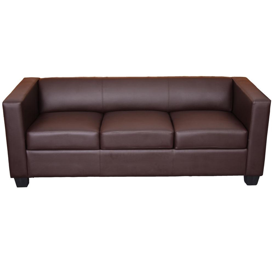 3-personers Lænestol BASILIO, Elegant Design, Høj Komfort, I Læder, Kaffe Farve