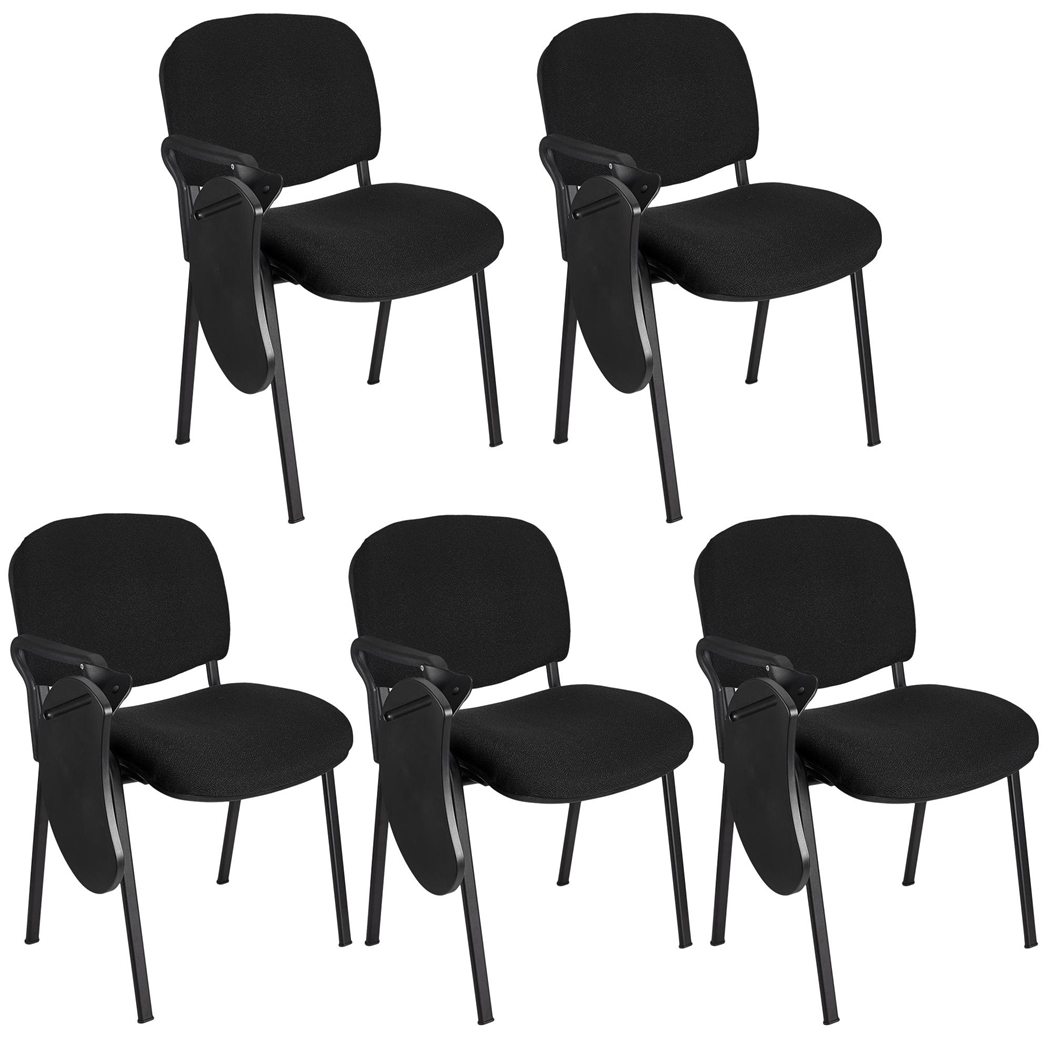 Sæt Med 5 Konferencestole MOBY Med BORD Justerbar Skriveplade, Sort Farve Og Sorte Ben