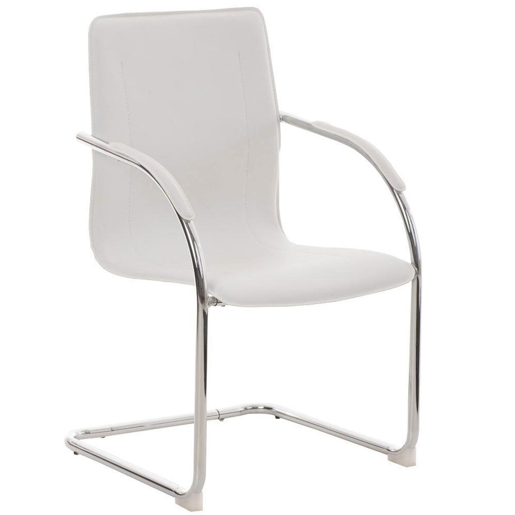Konferencestol FLAP, Metalstel, Elegant og Moderne Hvidt Læderdesign