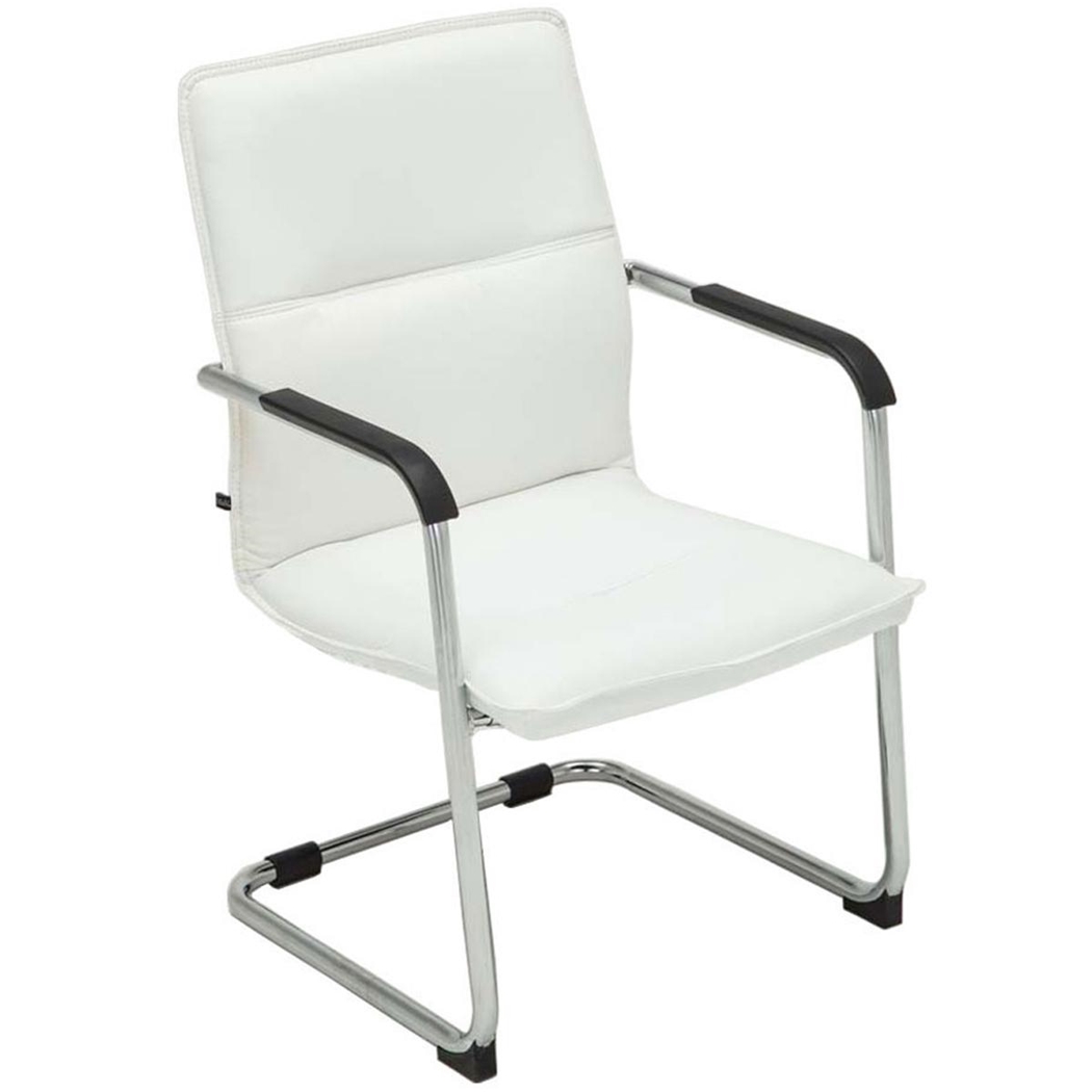 Konferencestol GOLIAT, Metalstruktur, Bred Polstring og Elegant Hvidt Læderdesign