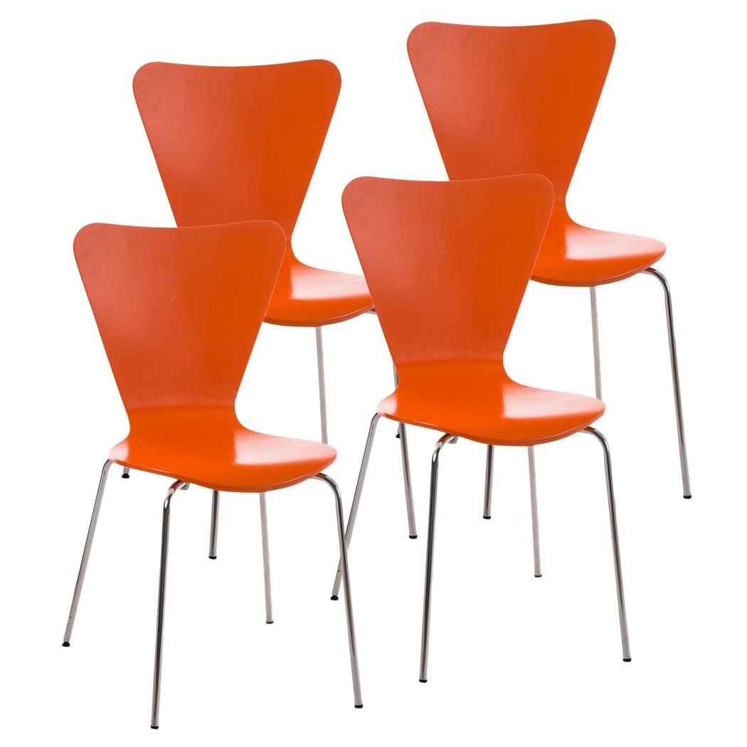 Sæt med 4 Konferencestole HERCULES, Metalstruktur, Stabelbare, i Orange Farve