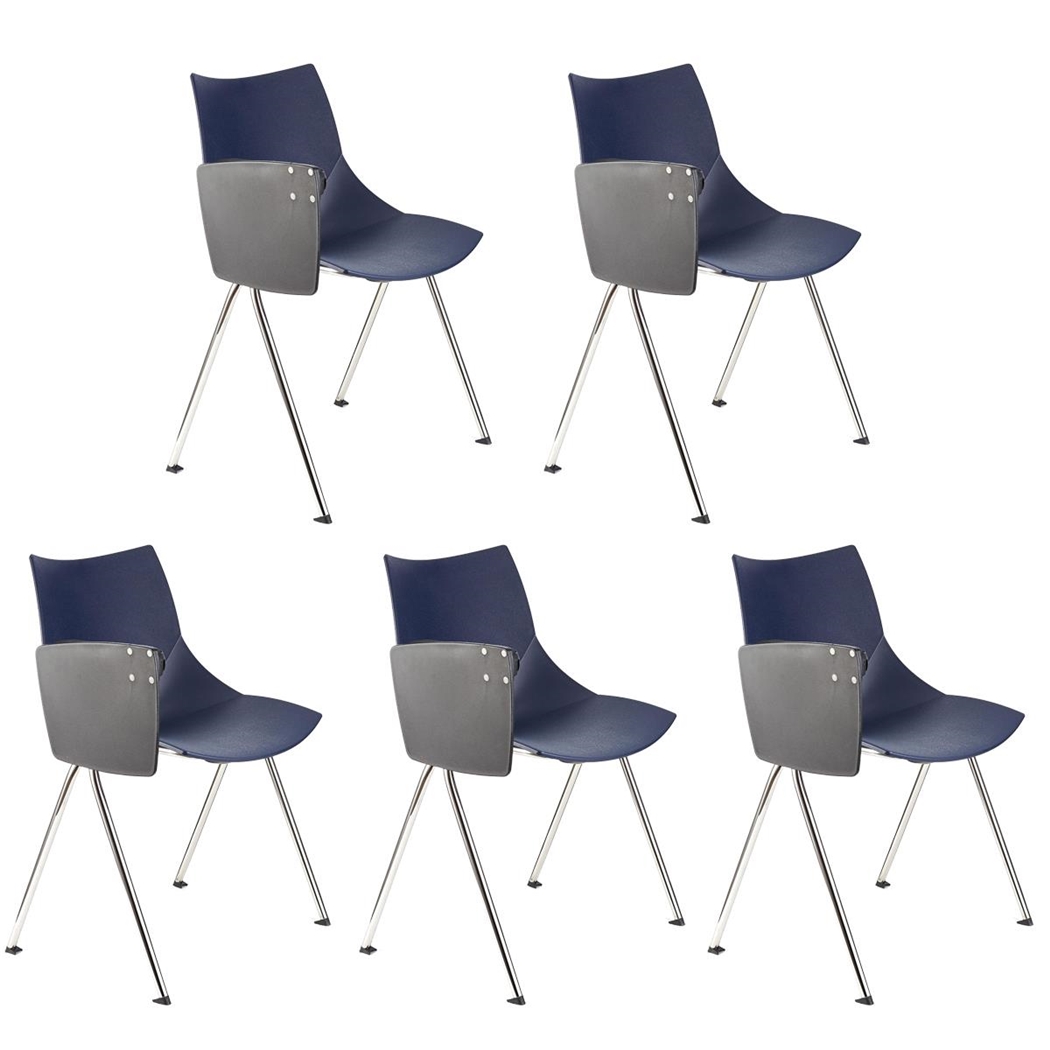 Sæt med 5 Konferencestole AMIR MED BORD, Komfortable og Praktiske, Blå Farve