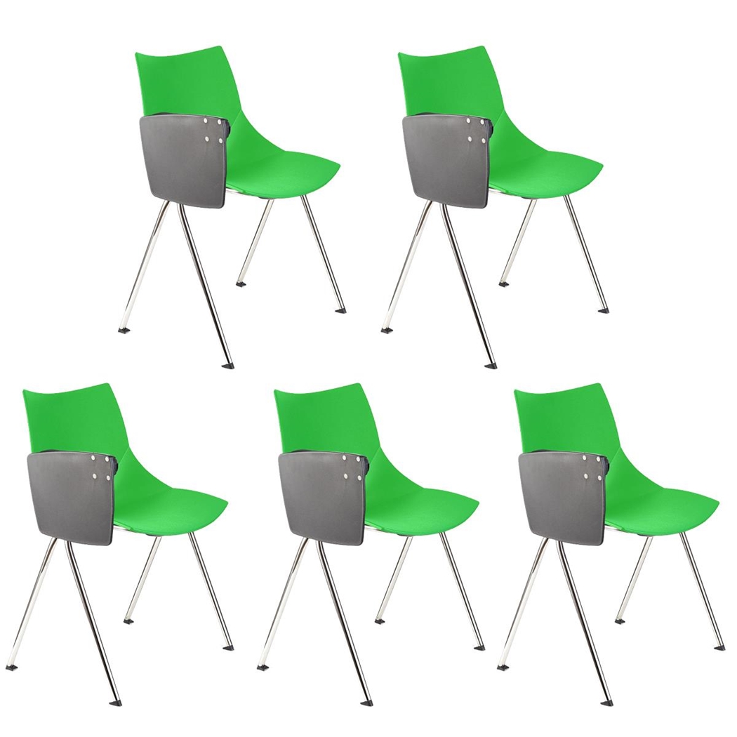 Sæt med 5 Konferencestole AMIR MED BORD, Komfortable og Praktiske, Grøn Farve