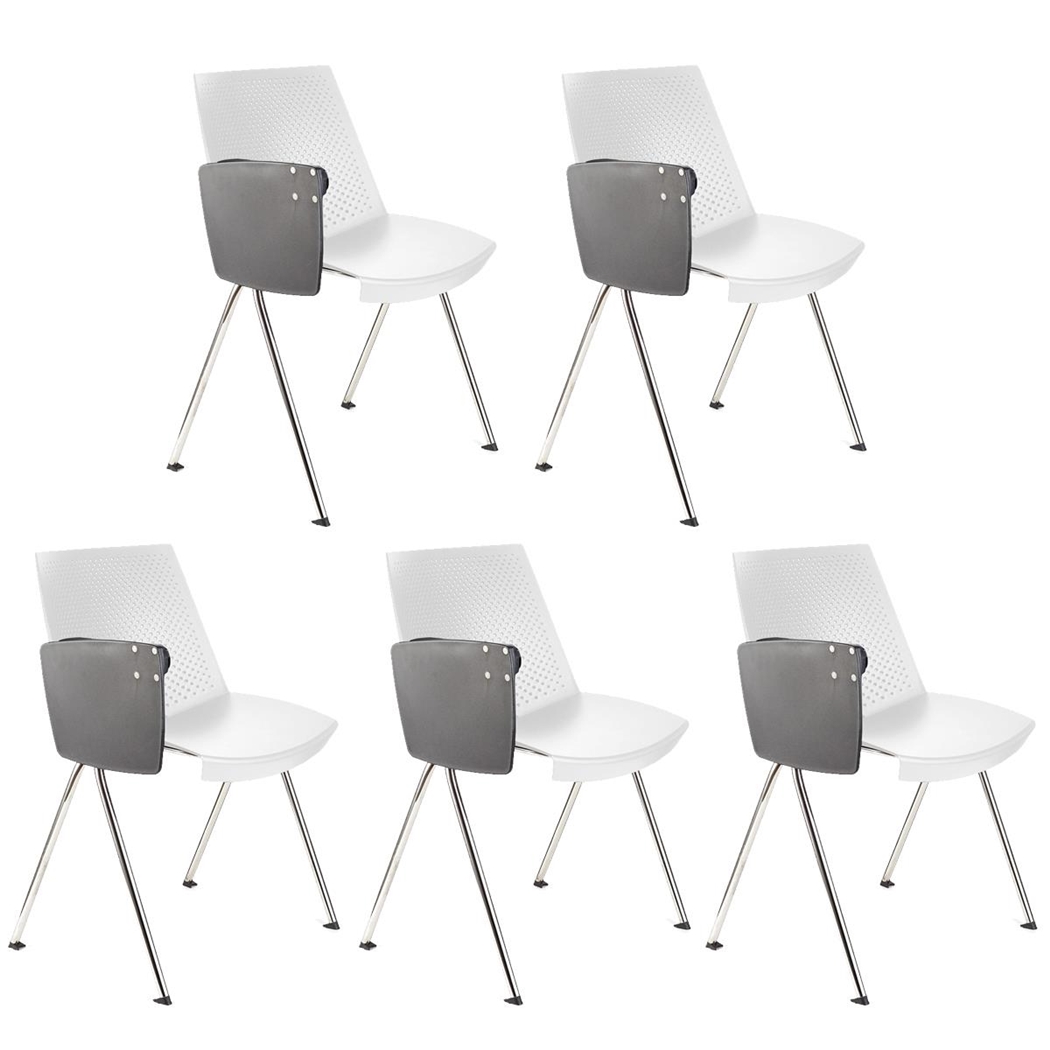 Sæt med 5 Konferencestole ENZO MED BORD, Komfortable og Praktiske, Hvid Farve