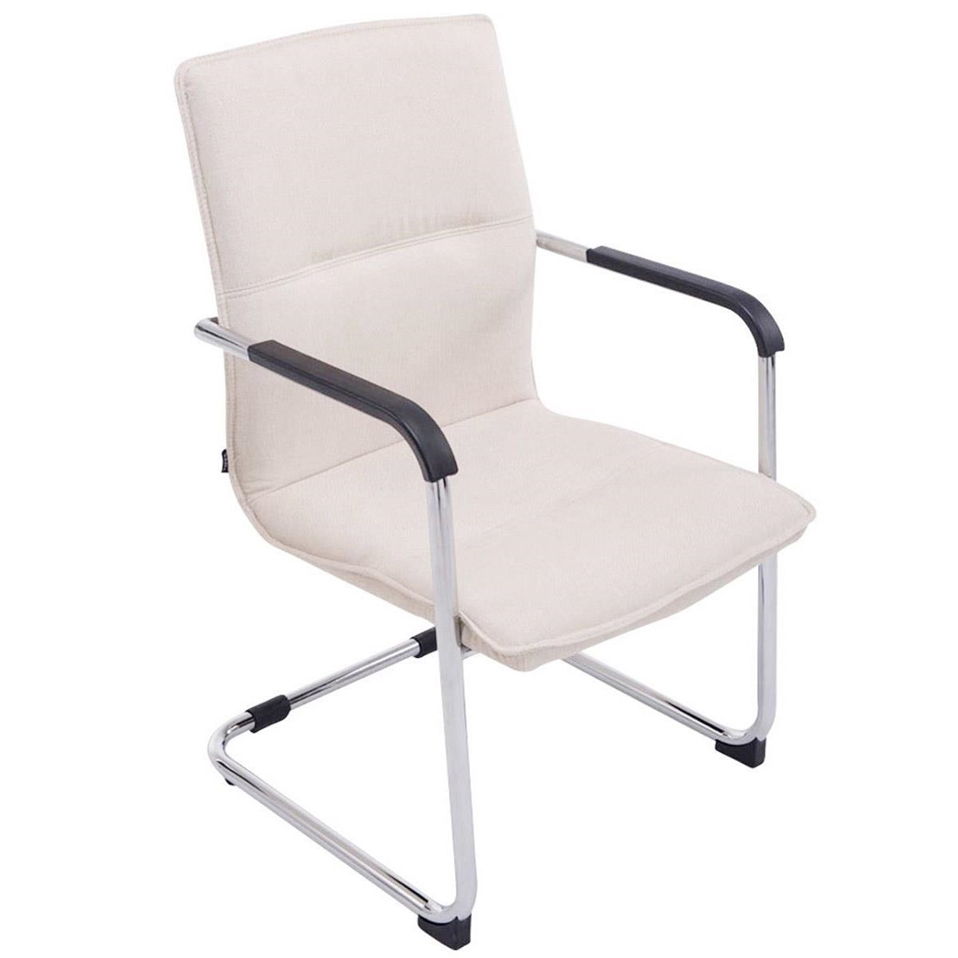 Konferencestol GOLIAT STOF, Metalstruktur, Bred Polstring og Elegant Cremefarvet Design