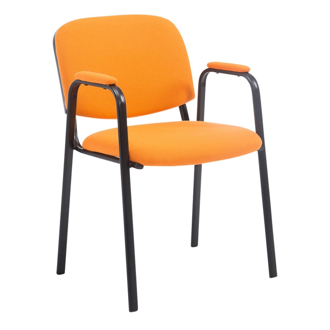 Konferencestol MOBY MED ARMLÆN, Komfortabel Og Praktisk, Sorte Ben, Orange Farve